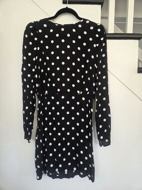 H&M Black and White Polka Dot Long Sleeve Dress